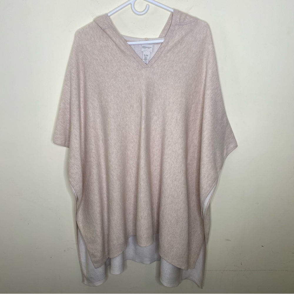 Zynergy by Chico’s S/M Cotton, Nylon, Cashmere, and Spandex Blend Hooded Poncho